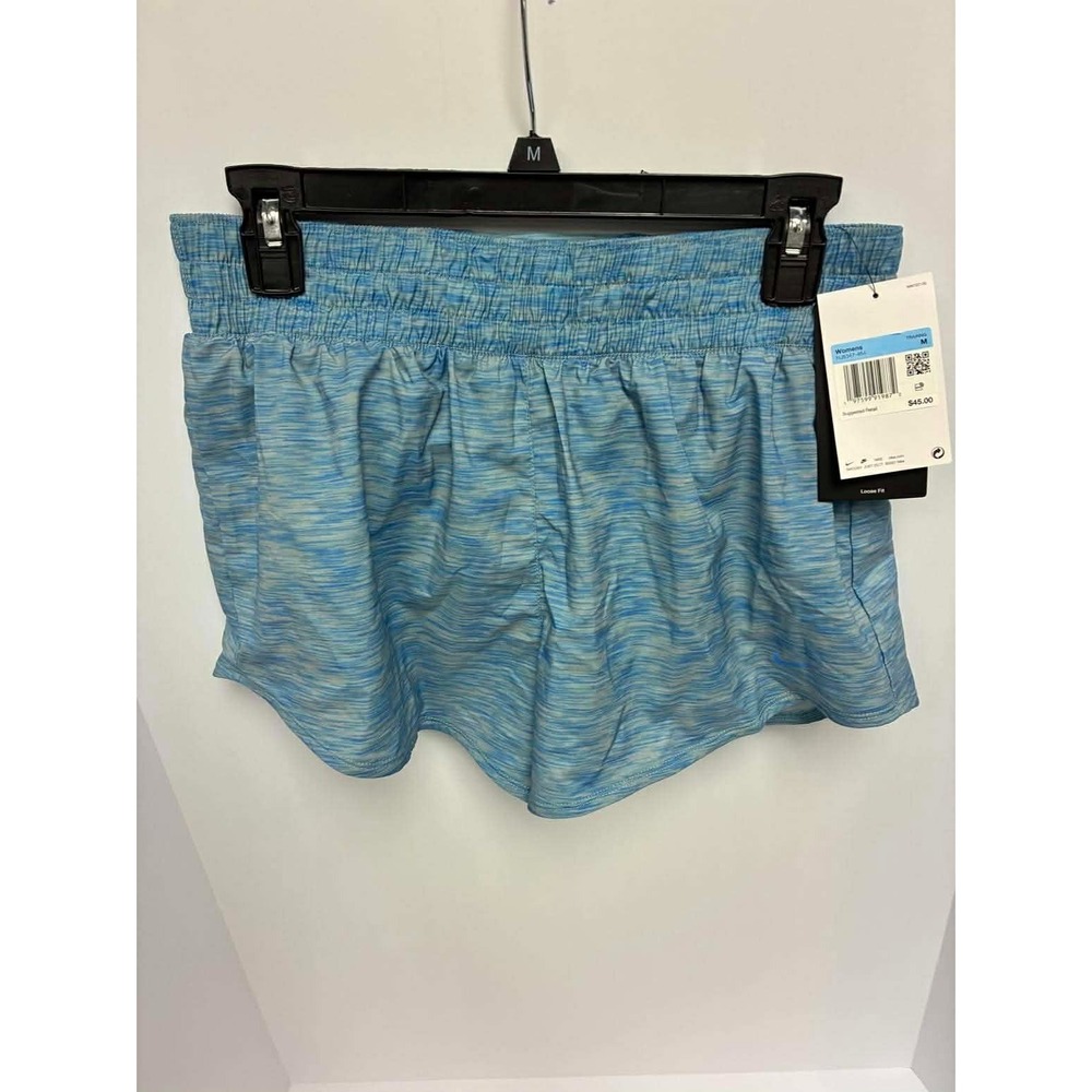 Nike One Dri-FIT Mid-Rise 3" Brief-Lined Shorts Denim Turq Blue Size Medium NWT